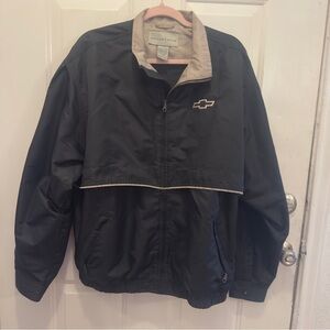 Vintage Cutter & Buck Black and Cream Jacket With Chevy Logo